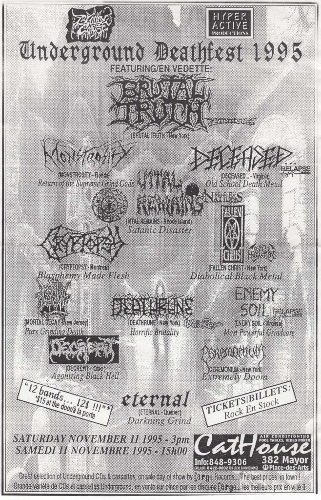 BRUTAL TRUTH MONSTROSITY DECEASED VITAL REMAINS NECRONOMICON CEREMONIUM MORTAL DECAY DECREPIT ENEMY SOIL ETERNAL