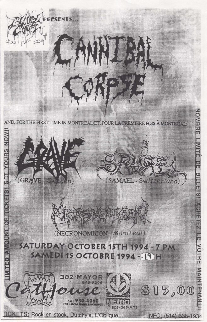 CANNIBAL CORPSE GRAVE SAMAEL NECRONOMICON