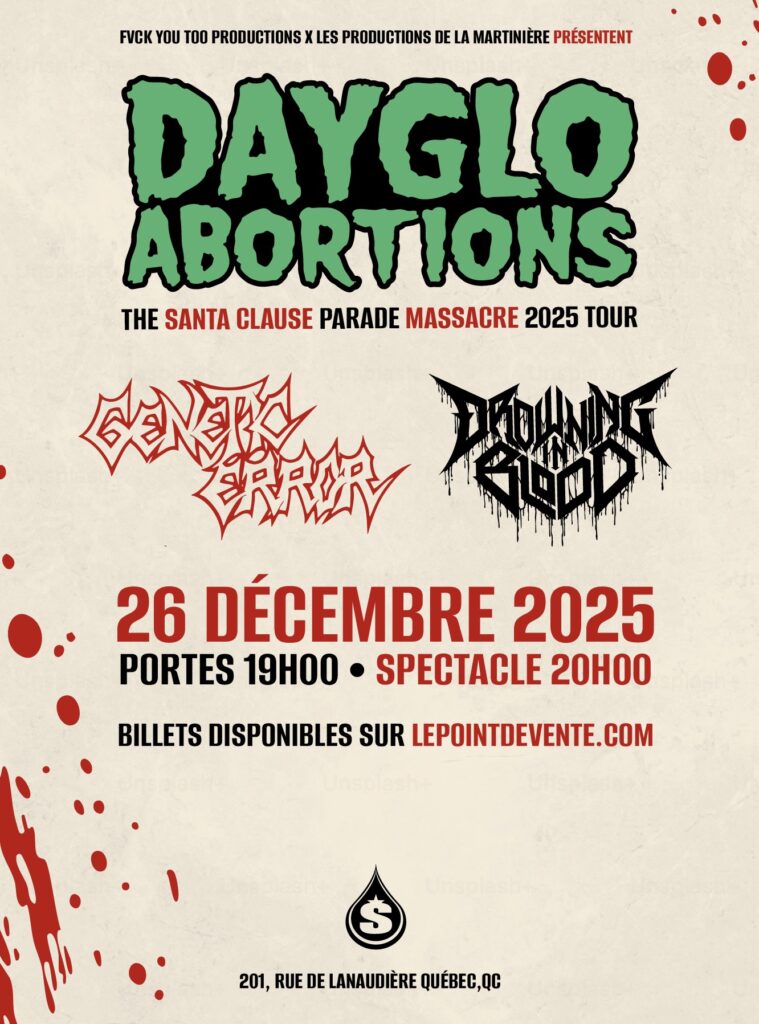 DAYGLO ABORTIONS GENETIC ERROR DROWNING IN BLOOD