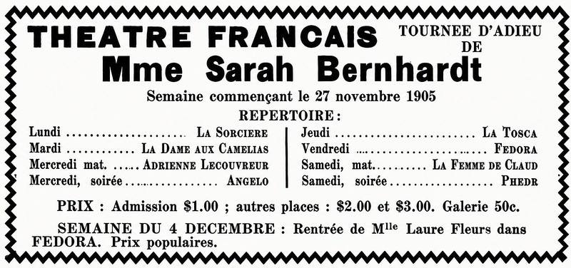 Annonce — Sarah Bernhardt