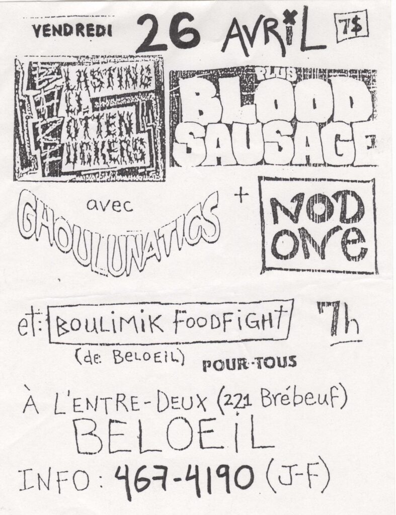 BARF BLOOD SAUSAGE GHOULUNATICS NOD ONE BOULIMIK FOODFIGHT