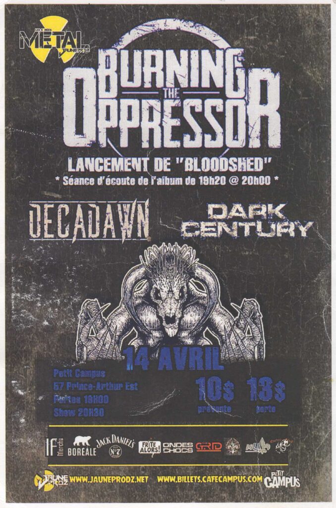 BURNING THE OPPRESSOR DECADAWN DARK CENTURY