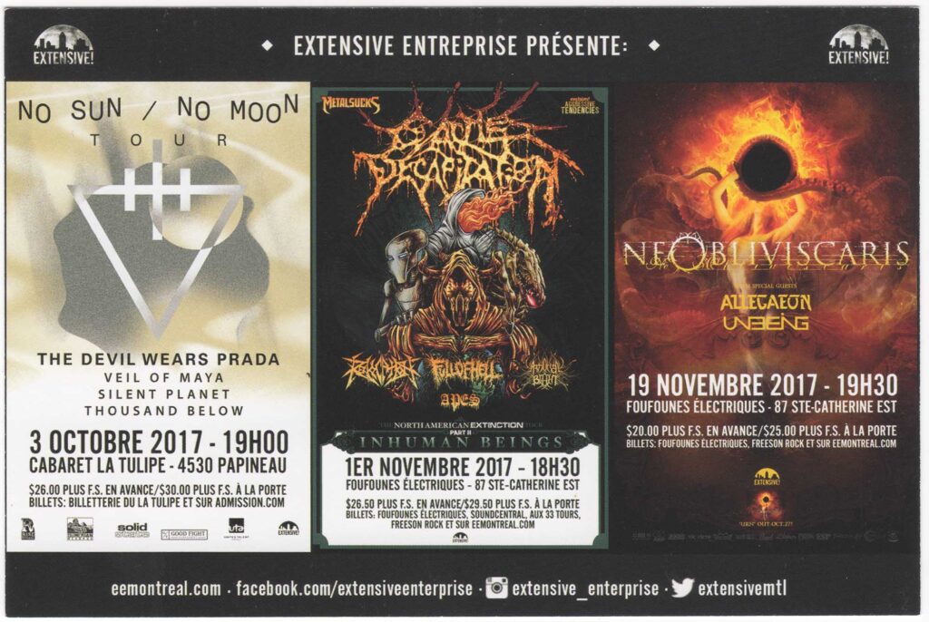THE DEVIL WEARS PRADA VEIL OF MAYA SILENT PLANET THOUSAND BELOW  CATTLE DECAPITATION REVOCATION FALLUJAH ARCHSPIRE ABYSMAL DAWN  NE OBLIVISCARIS ALLEGAEON UNBEING