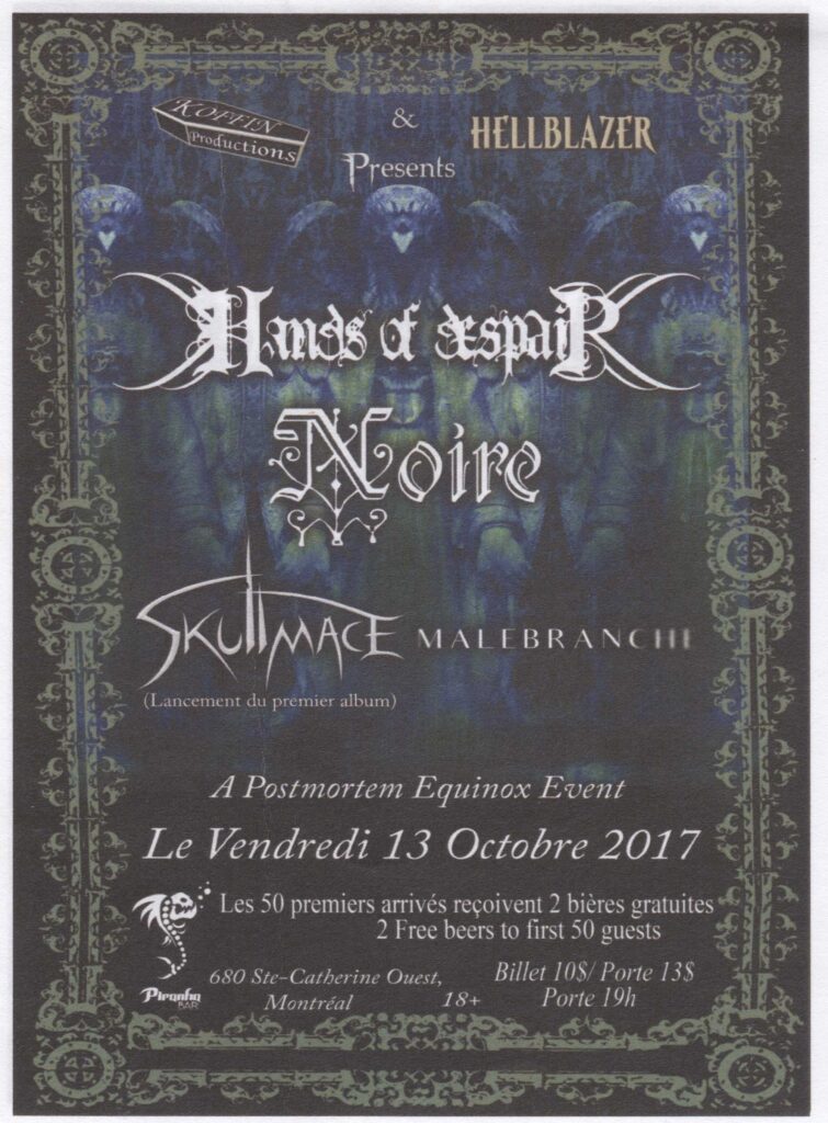 HANDS OF DESPAIR NOIRE SKULLMACE MALEBRANCHE
