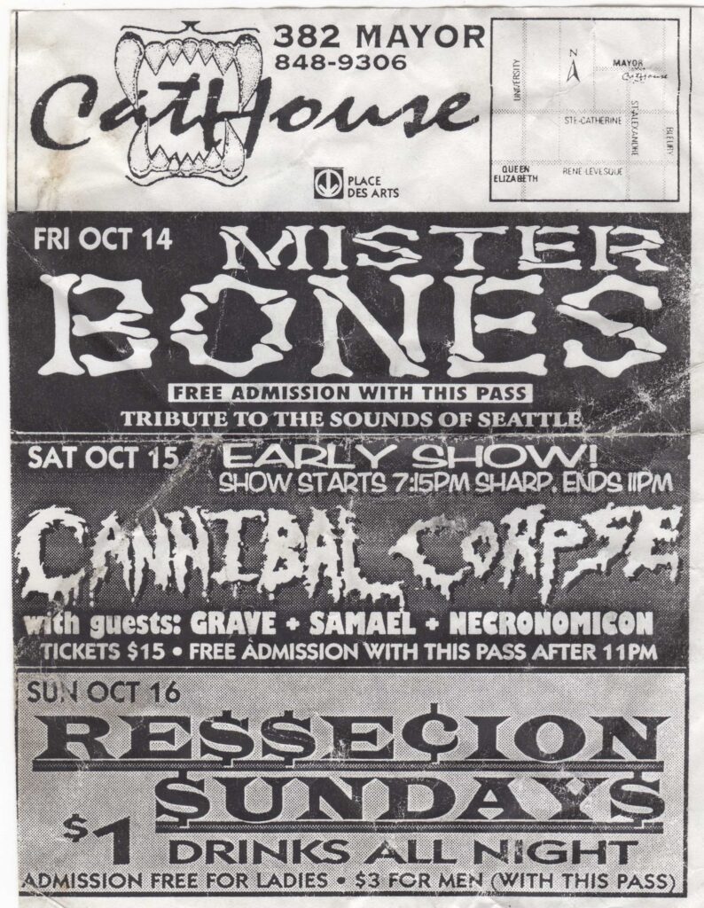 MISTER BONES CANNIBAL CORPSE GRAVE SAMAEL NECRONOMICON