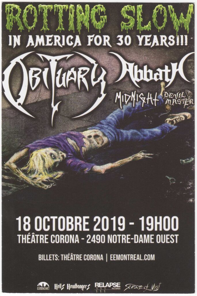 OBITUARY ABBATH MIDNIGHT DEVIL MASTER