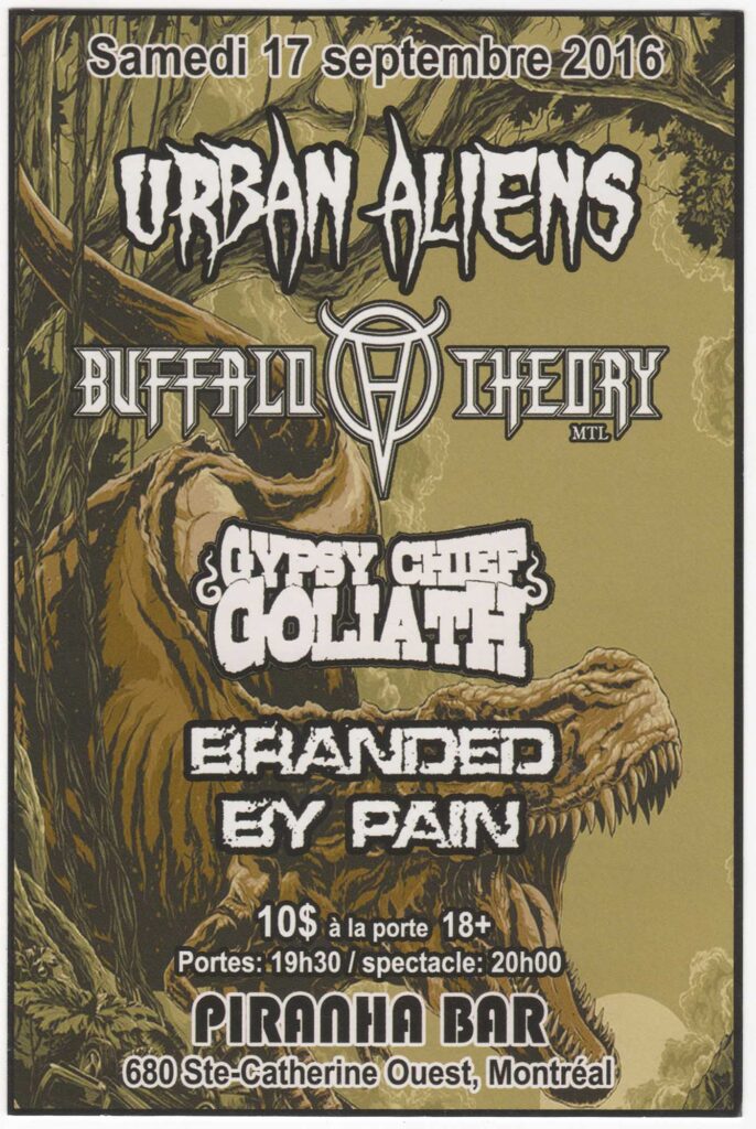 URBAN ALIENS BUFFALO THEORY GYPSY CHIEF GOLIATH BRANDED BY PAIN