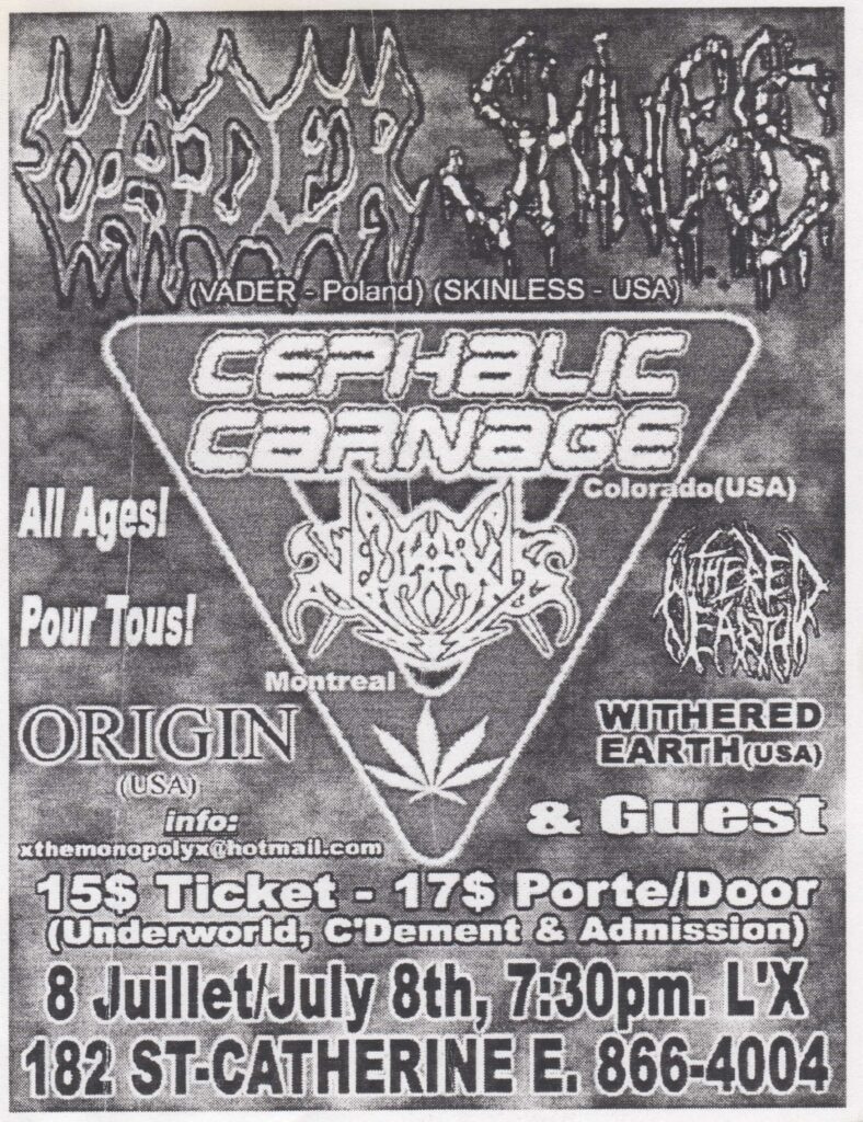 VADER SKINLESS CEPHALIC CARNAGE NEURAXIS WITHERED EARTH ORIGIN