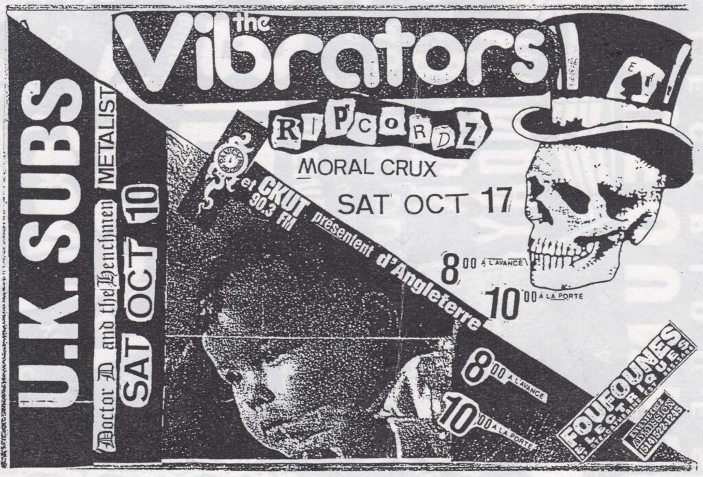 THE VIBRATORS RIPCORDZ MORAL CRUX UK SUBS DOCTOR D AND THE HENCHMEN METALIST