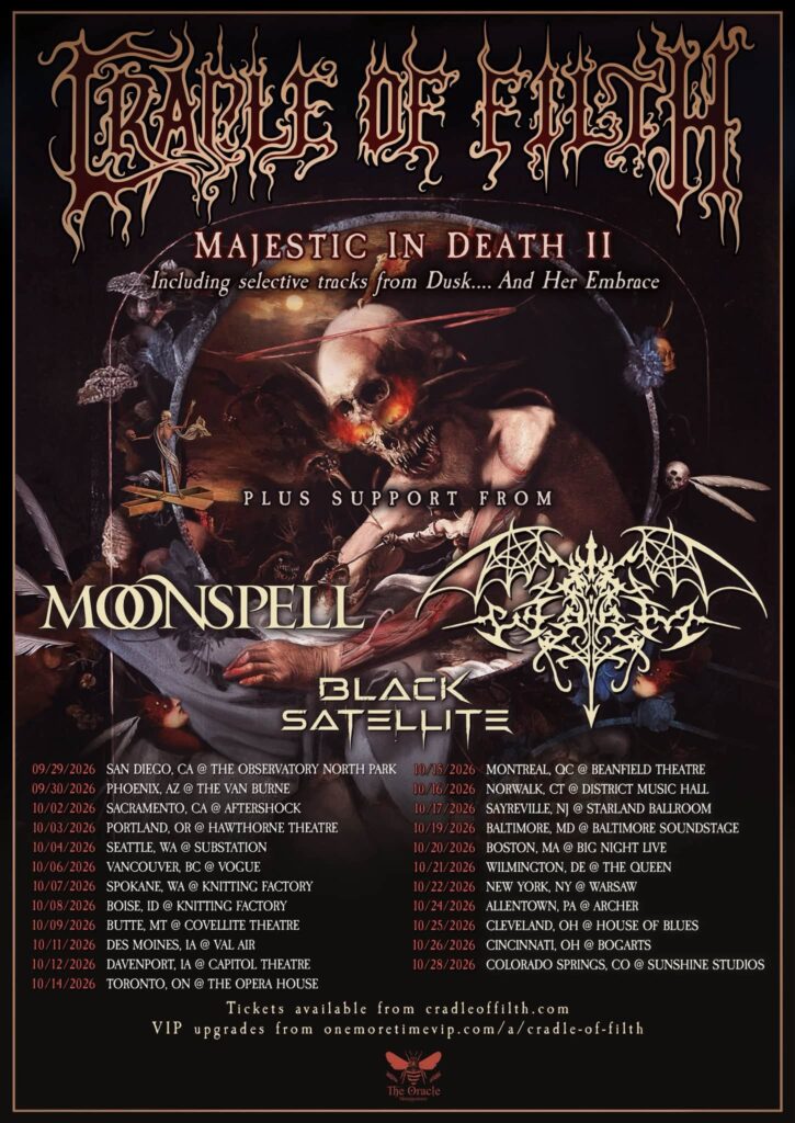 CRADLE OF FILTH MOONSPELL WORM GLOOM BLACK SATELLITE