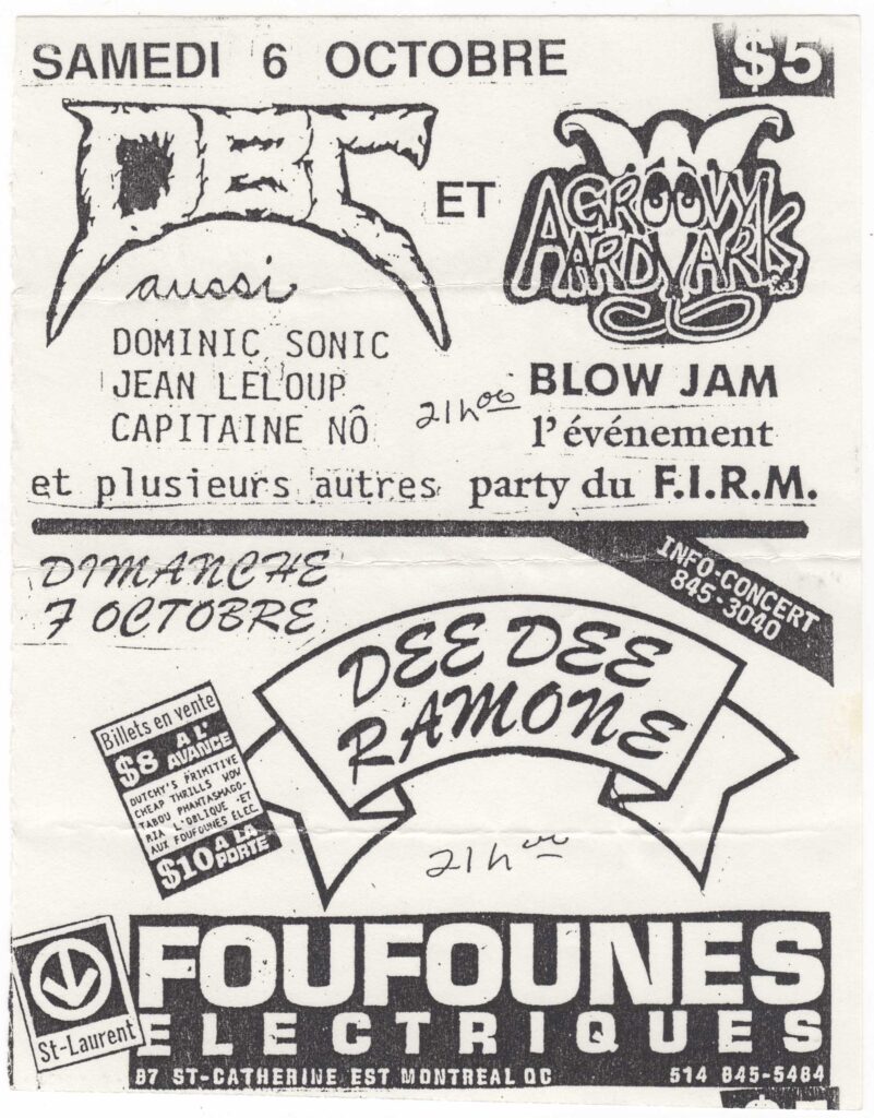 DBC GROOVY AARDVARK DOMINIC SONIC JEAN LELOUP CAPITAINE NÔ DEE DEE RAMONE