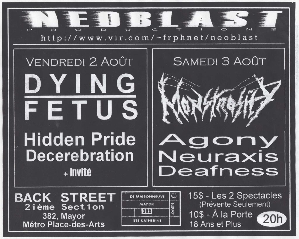 DYING FETUS HIDDEN PRIDE DECEREBRATION MONSTROSITY AGONY NEURAXIS DEAFNESS