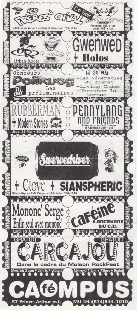 LES FRÈRES ACH&rsquo;VAL  URBAN ROOTS  BAZOO  GWENWED  HOLOS  LES VÉNÉRABLES DU SOMMET  LIVING OMIES  CHERCHEZ LA TORTUE  RUBBERMAN  MODERN STORIES  PENNYLANG AND FRIENDS  SUNSHINE DRIVER  CLOVE  SIANSPHERIC  MONONC&rsquo; SERGE  CAFÉINE  CARCAJOU