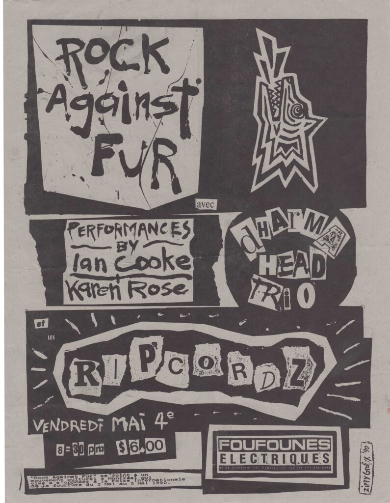 ROCK AGAINST FUR IAN COOKE KAREN ROSE DHARMA HEAD TRIO RIPCORDZ