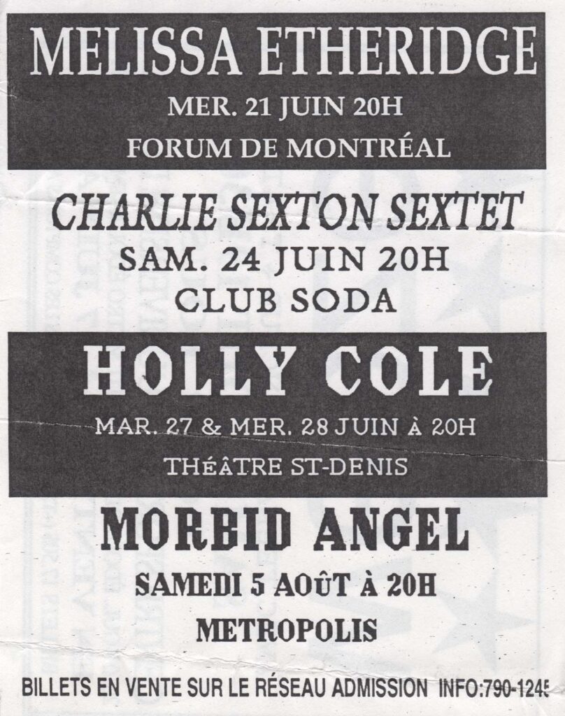 MELISSA ETHERIDGE CHARLIE SEXTON HOLLY COLE MORBID ANGEL