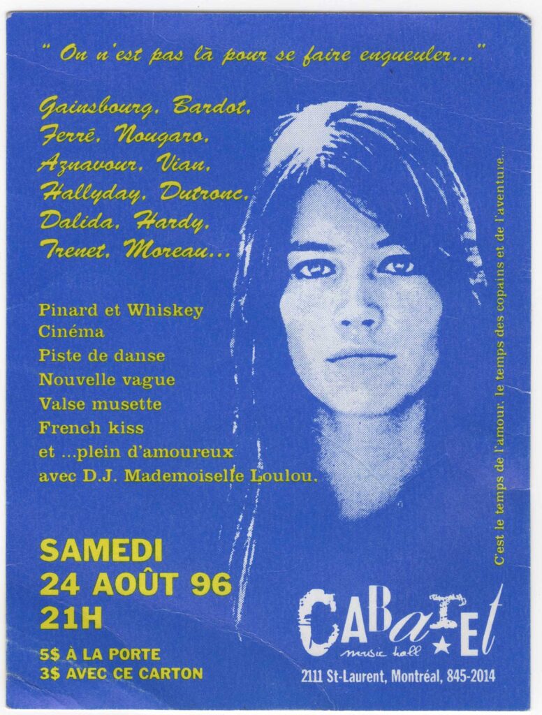 GAINSBOURG  BARDOT  FERRÉ  NOUGARO  AZNAVOUR  VIAN  HALLYDAY  DUTRONC  DALIDA  HARDY  TRENET  MOREAU  DJ MADEMOISELLE LOULOU