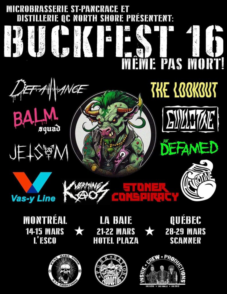 DEFAILLANCE B.A.L.M. SQUAD JETSAM VAS-Y LINE VERMINE KAOS THE LOOKOUT GUILLOTINE THE DEFAMED STONER CONSPIRACY CHEVROTINE