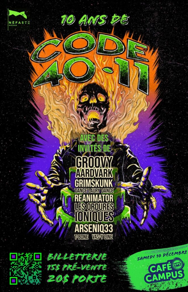 CODE 40-11 GROOVY AARDVARK GRIMSKUNK DANCE LAURY DANCE REANIMATOR LES ORDURES IONIQUES ARSENIO33 T-BONE VAS-Y LINE