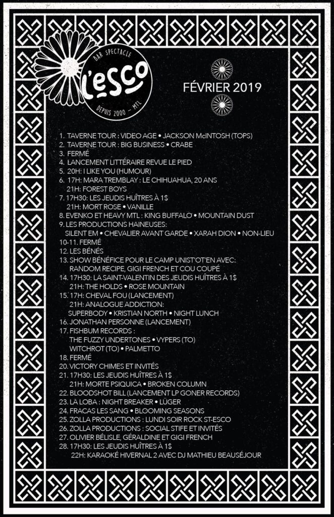 VIDEO AGE JACKSON MCINTOSH BIG BUSINESS CRABE MARA TREMBLAY FOREST BOYS MORT ROSE VANILLE KING BUFFALO MOUNTAIN DUST SILENT EM CHEVALIER AVANT GARDE XARAH DION NON-LIEU RANDOM RECIPE GIGI FRENCH COU COU PÉ THE HOLDS ROSE MOUNTAIN CHEVAL FOU SUPERBODY KRISTIAN NORTH NIGHT LUNCH JONATHAN PERSONNE THE FUZZY UNDERTONES VYPERS WITCHROT PALMETTO VICTORY CHIMES MORTE PSIQUICA BROKEN COLUMN BLOODSHOT BILL NIGHT BREAKER LÜGER FRACAS LES SANG BLOOMING SEASONS SOCIAL STIFE OLIVIER BÉLISLE GÉRALDINE GIGI FRENCH ESCOGRIFFE