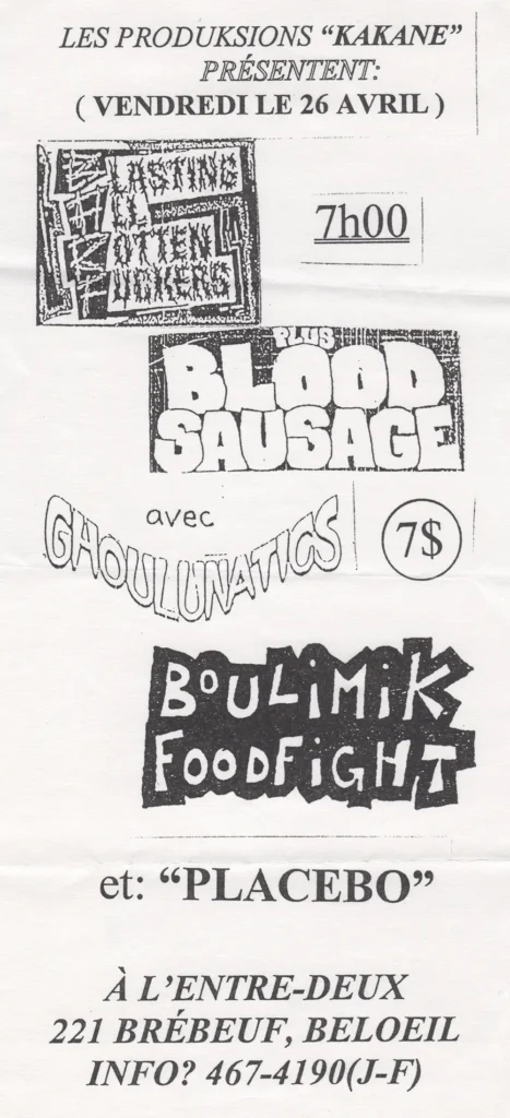 BARF BLOOD SAUSAGE GHOULUNATICS BOULIMIK FOODFIGHT PLACEBO