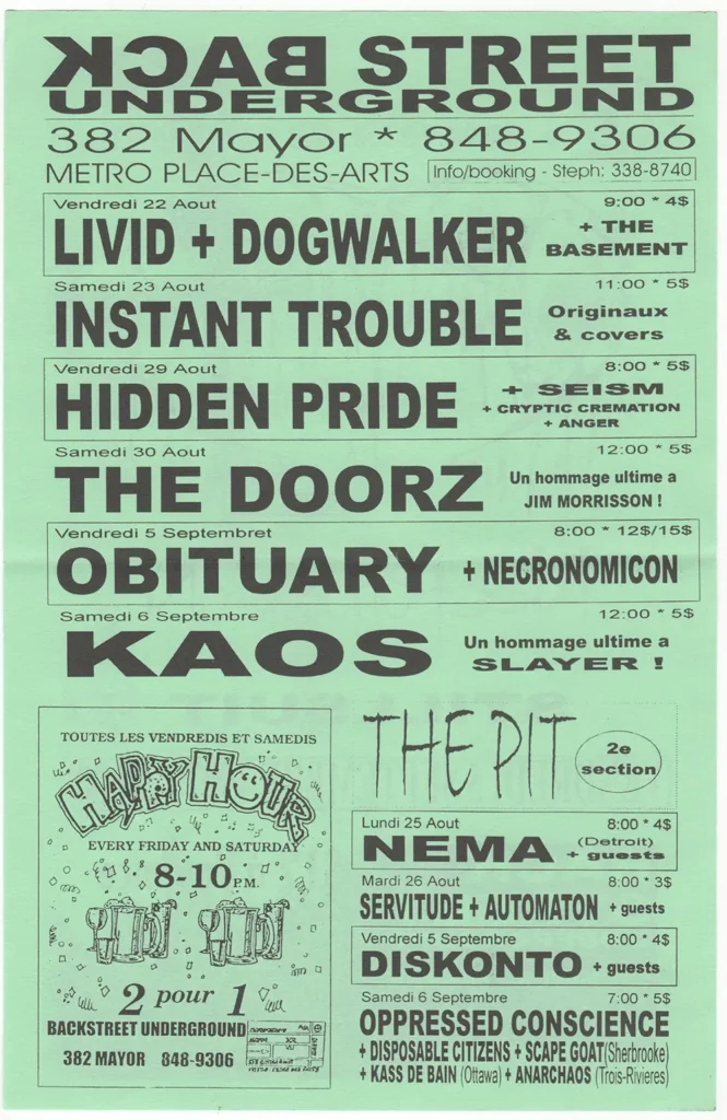 LIVID DOGWALKER THE BASEMENT INSTANT TROUBLE HIDDEN PRIDE SEISM CRYPTIC CREMATION ANGER THE DOORZ OBITUARY NECRONOMICON KAOS NEMA SERVITUDE AUTOMATON DISKONTO OPPRESSED CONSCIENCE DISPOSABLE CITIZENS SCAPE GOATS KASSE DE BAIN ANARCHAOS
