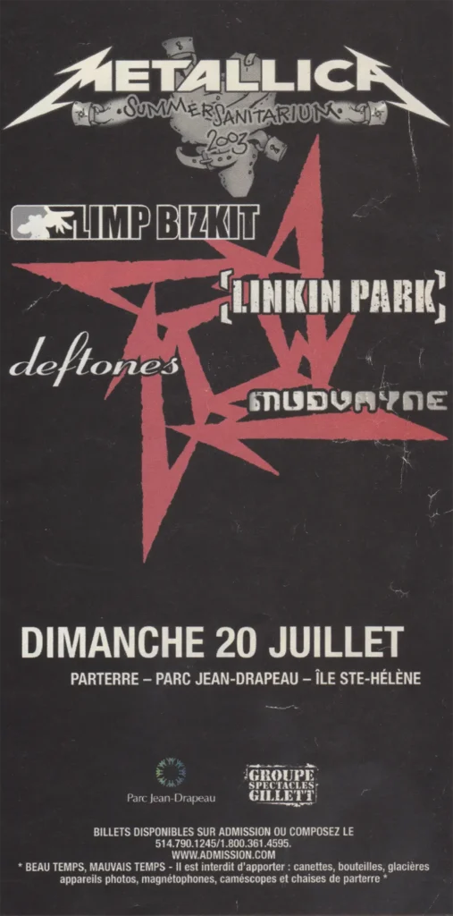 METALLICA LIMP BIZKIT DEFTONES MUDVAYNE