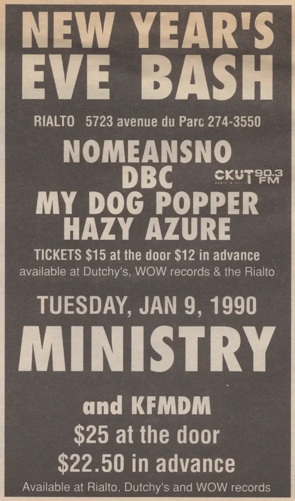 NOMEANSNO DBC MY DOG POPPER HAZY AZURE MINISTRY KMFDM