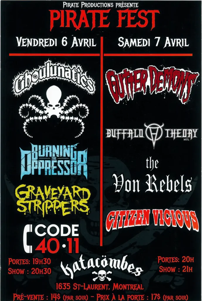 GHOULUNATICS BURNING THE OPPRESSOR GRAVEYARD STRIPPERS CODE 4011 GUTTER DEMONS BUFFALO THEORY THE VON REBELS CITIZEN VICIOUS