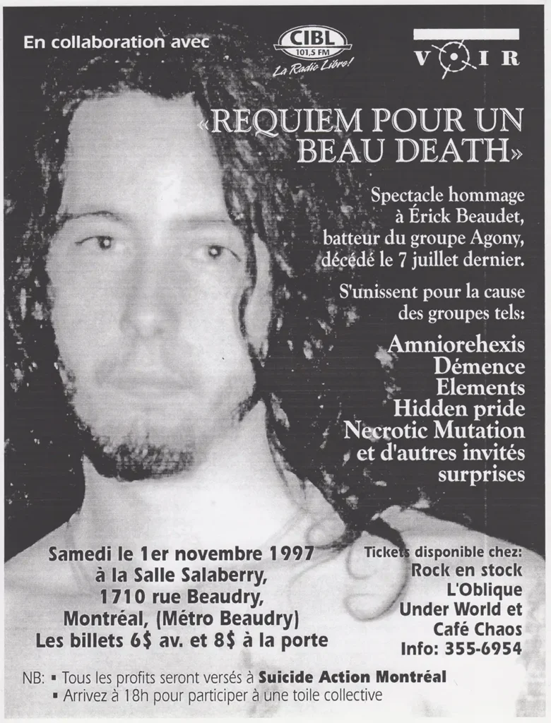 REQUIEM POUR UN BEAU DEATH ERICK BEAUDET (AGONY) AMNIOREHEXIS DÉMENCE HIDDEN PRIDE NECROTIC MUTATION