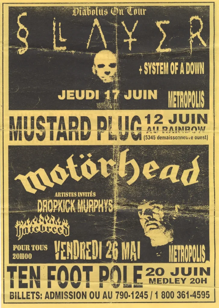 SLAYER SYSTEM OF A DOWN MUSTARD PLUG DROPKICK MURPHY’S HATEBREED TEN FOOT POLE