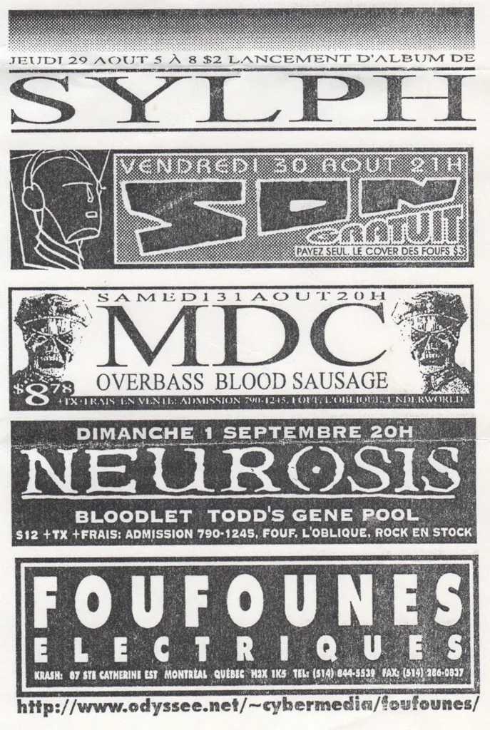 SYLPH SON MDC OVERBASS BLOOD SAUSAGE NEUROSIS BLOODLET TODD’S GENE POOL