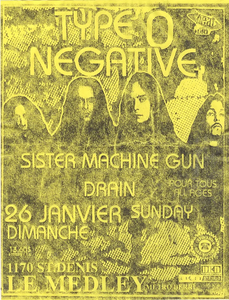 TYPE O NEGATIVE SISTER MACHINE GUN DRAIN (JAUNE)