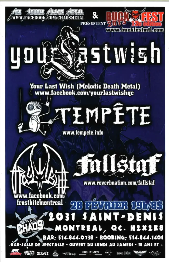 YOUR LAST WISH TEMPÊTE FROSTBITE FALLSTAF