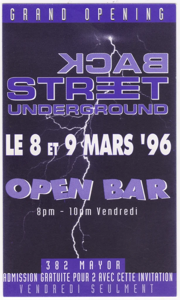 BACKSTREET UNDERGROUND OUVERTURE
