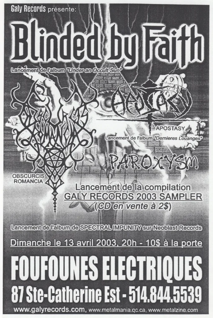 BLINDED BY FAITH APOSTASY OBSCURCIS ROMANCIA PAROXYSM