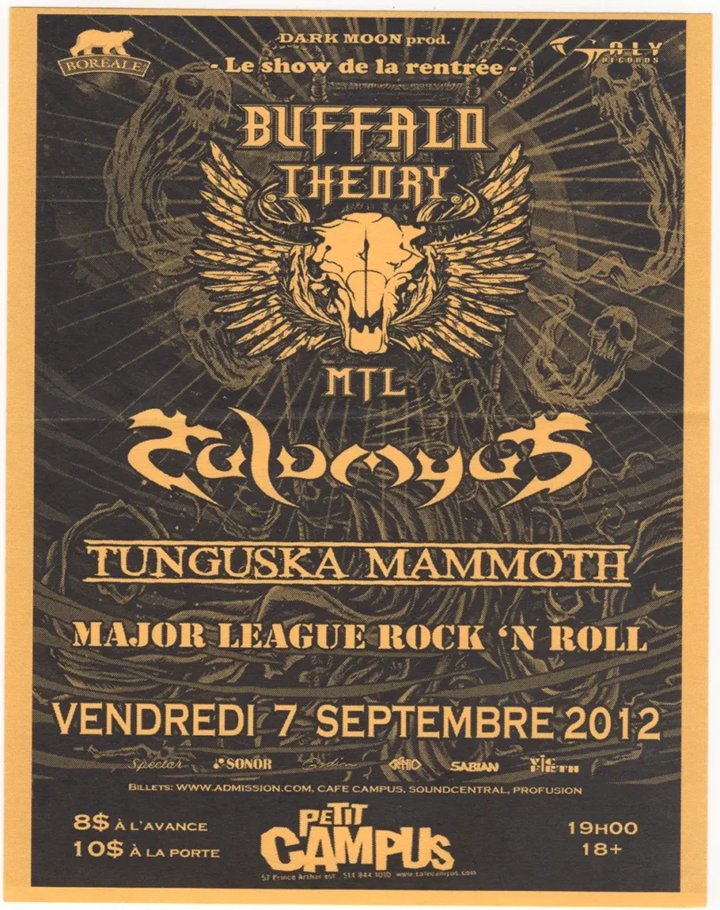 BUFFALO THEORY TALAMYUS TUNGUSKA MAMMOTH MAJOR LEAGUE ROCK N ROLL