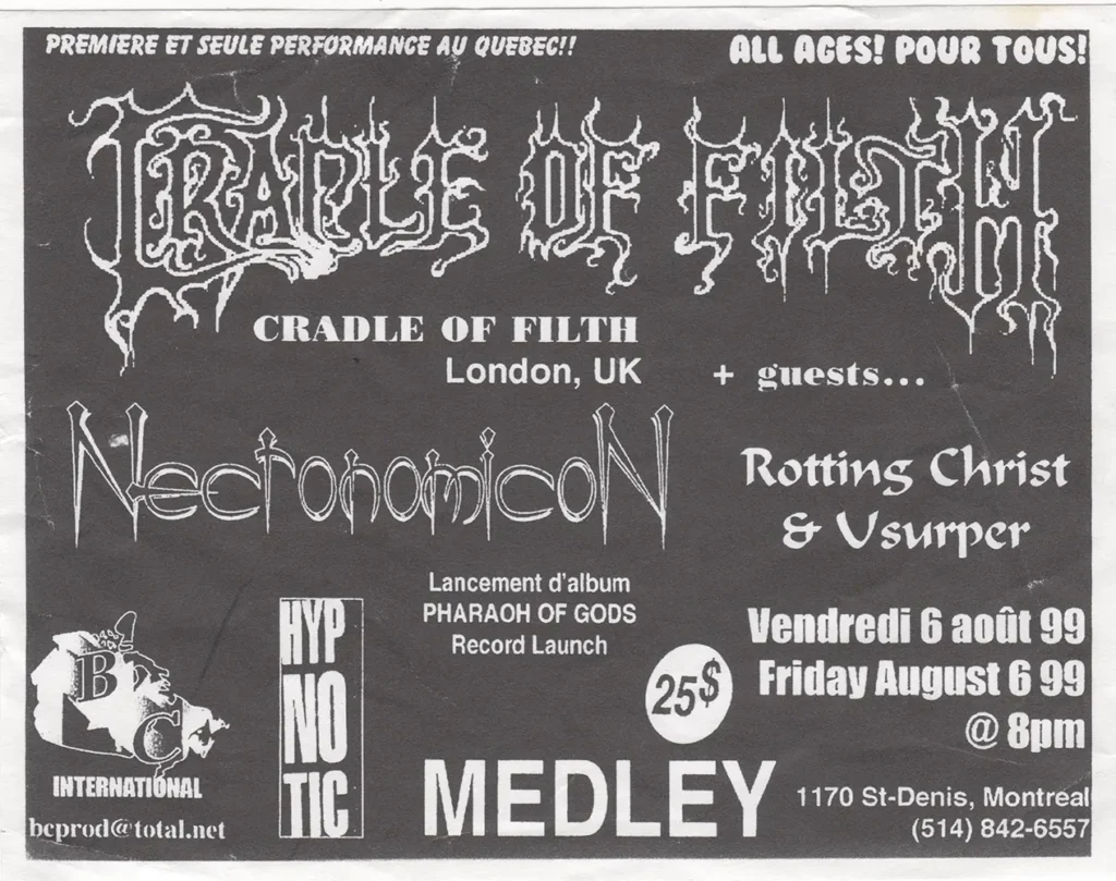 CRADLE OF FILTH NECRONOMICON ROTTING CHRIST USURPER