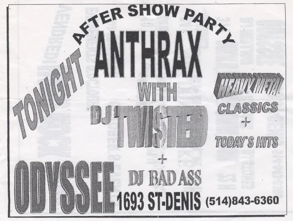 ANTHRAX AFTER-SHOW PARTY DJ TWISTED DJ BAD ASS
