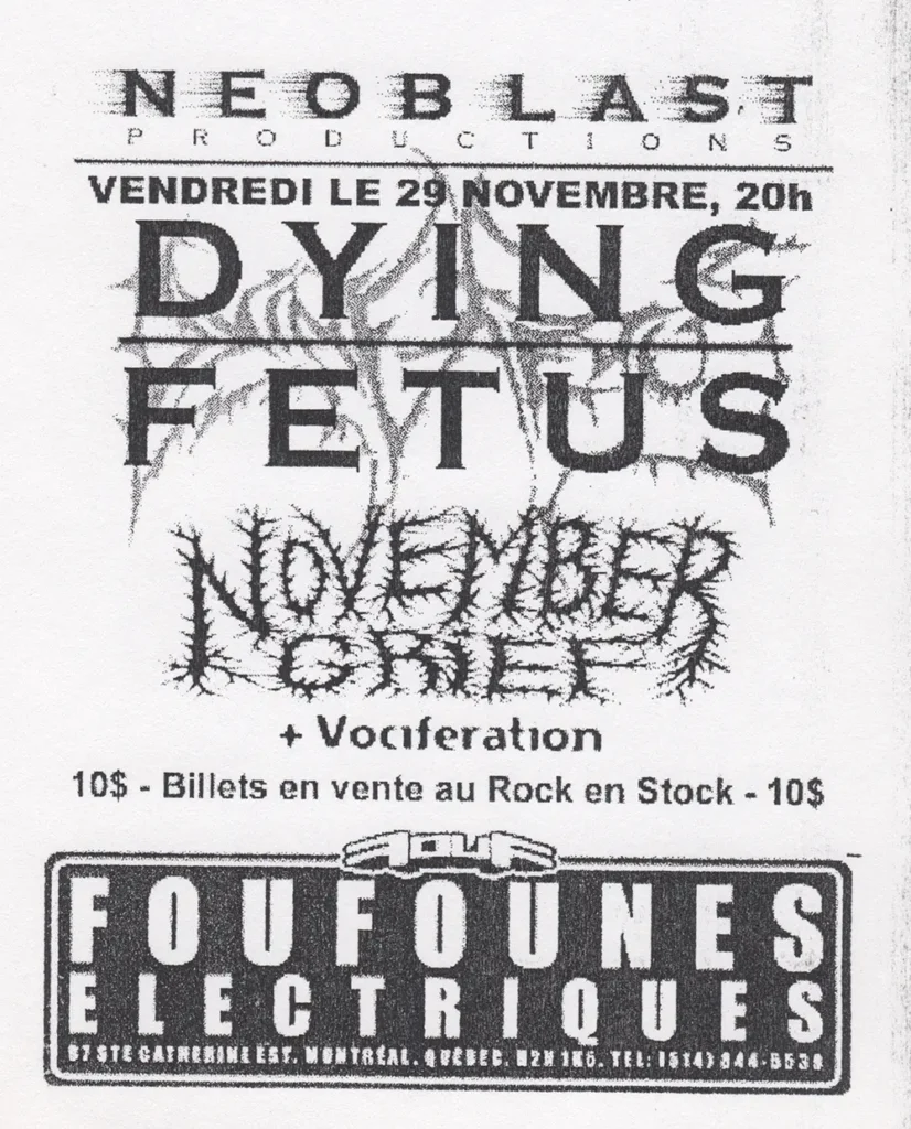 DYING FETUS NOVEMBER GRIEF VOCIFERATION