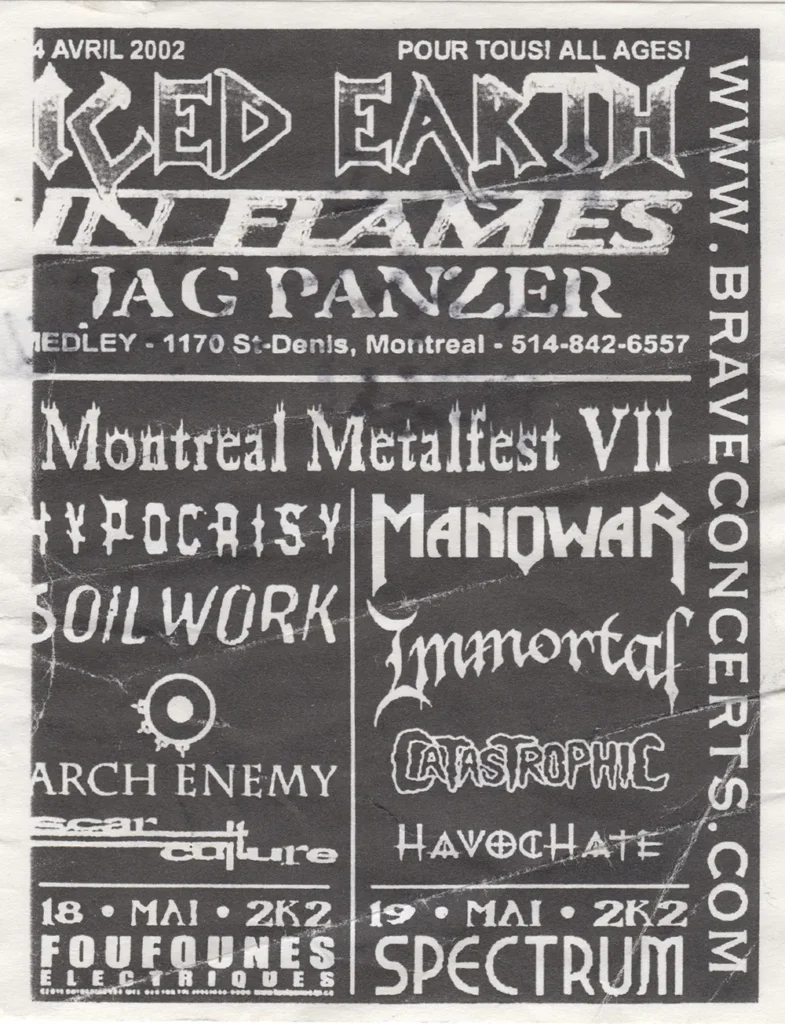 ICED EARTH IN FLAMES JAG PANZER HYPOCRISY SOILWORK ARCH ENEMY SCAR CULTURE MANOWAR IMMORTAL CATASTROPHIC HAVOCHATE