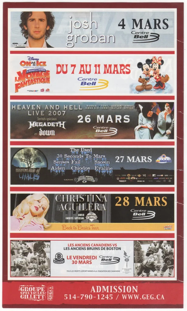 JOSH GROBAN HEAVEN AND HELL MEGADETH DOWN THE USED 30 SECONDS TO MARS SENSES FAIL SAOSIN AIDEN CHIODO​S EVALINE CHRISTINA AGUILERA PUSSYCAT DOLLS