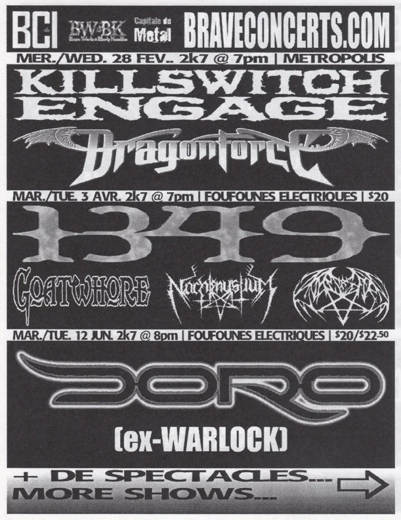 KILLSWITCH ENGAGE DRAGONFORCE 1349 GOATWHORE NACHTMYSTIUM DORO