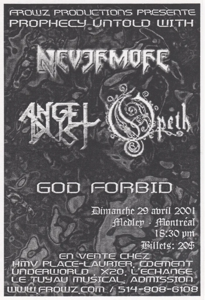 NEVERMORE ANGEL DUST OPETH GOD FORBID