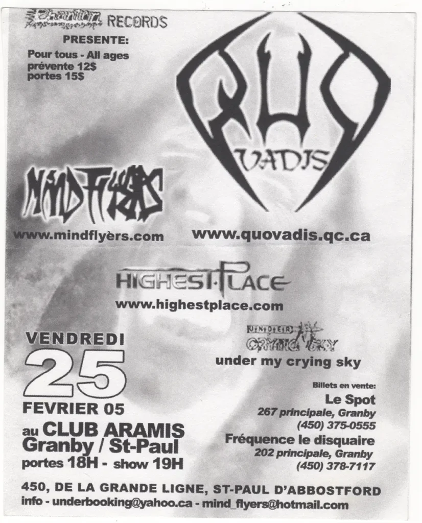 QUO VADIS MINDFLYERS HIGHESTPLACE UNDER MY CRYING SKY