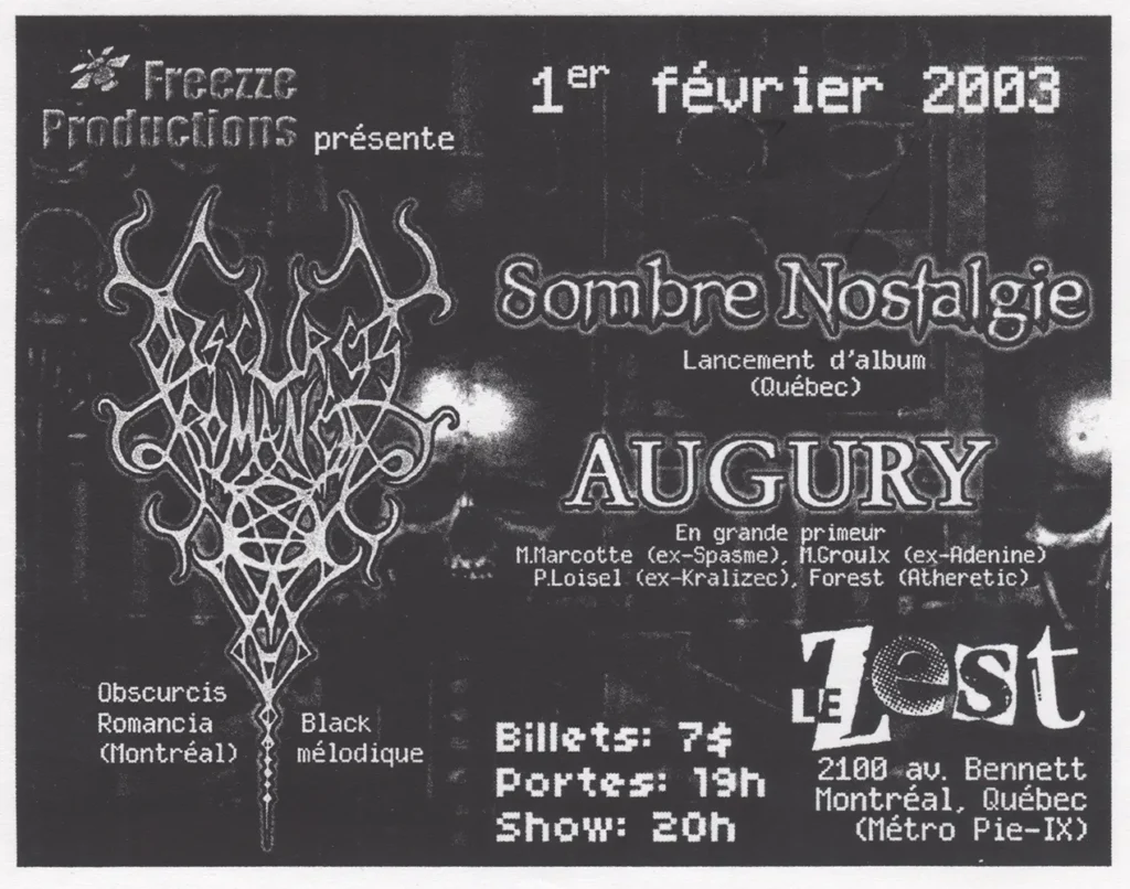 OBSCURCIS ROMANCIA SOMBRE NOSTALGIE AUGURY