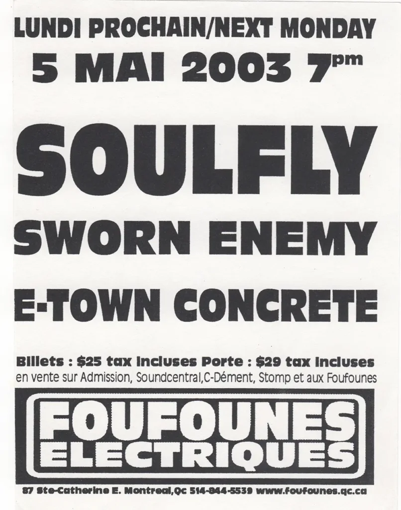 SOULFLY SWORN ENEMY E-TOWN CONCRETE