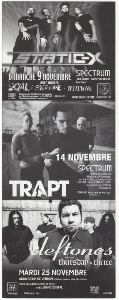 STATIC-X SOIL SKRAPE TWISTED METHOD TRAPT DEFTONES THURSDAY THRICE