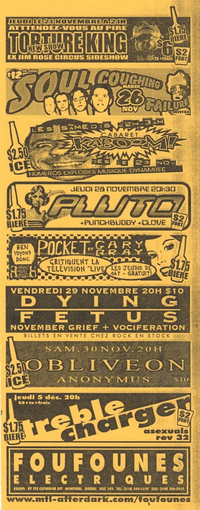 TORTURE KING JIM ROSE CIRCUS SIDESHOW SOUL COUGHING FAILURE KABOOM! PLUTO PUNCHBUGGY CLOVE POCKET GARY GRAY DYING FETUS NOVEMBER GRIEF VOCIFERATION OBLIVEON ANONYMUS TREBLE CHARGER ASEXUALS REV 32