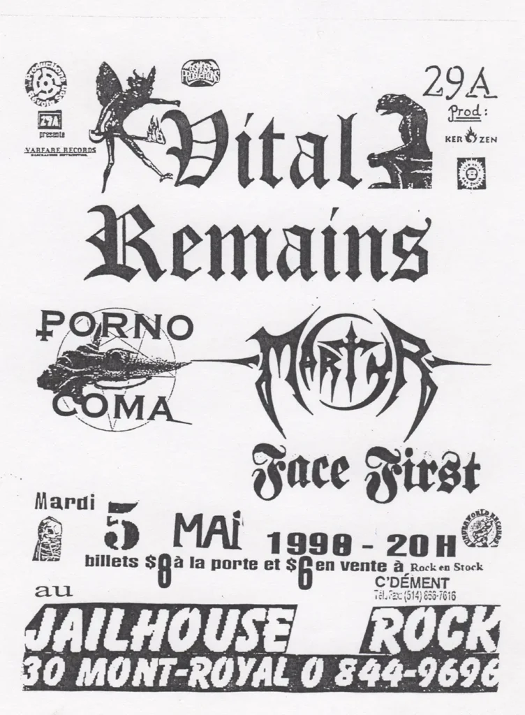 VITAL REMAINS PORNO COMA MARTYR FACE FIRST