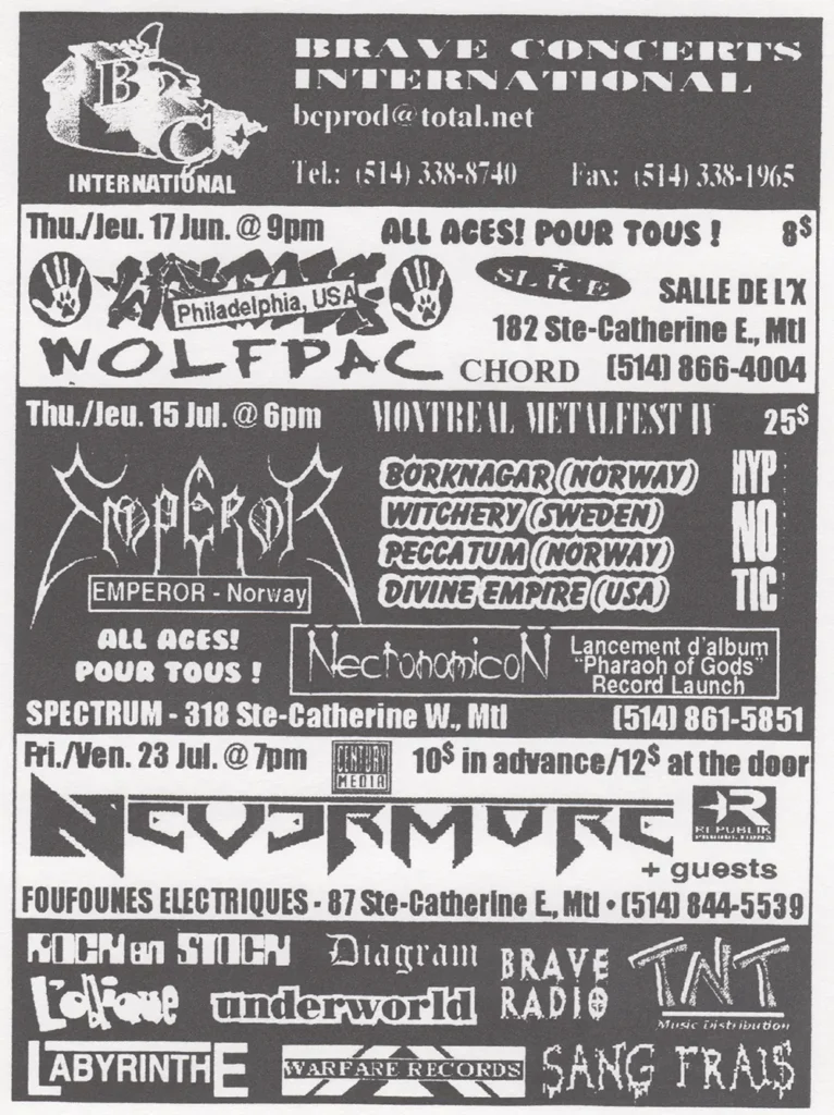 WOLFPAC EMPEROR BORKNAGAR WITCHERY PECCATUM DIVINE EMPIRE NECRONOMICON NEVERMORE